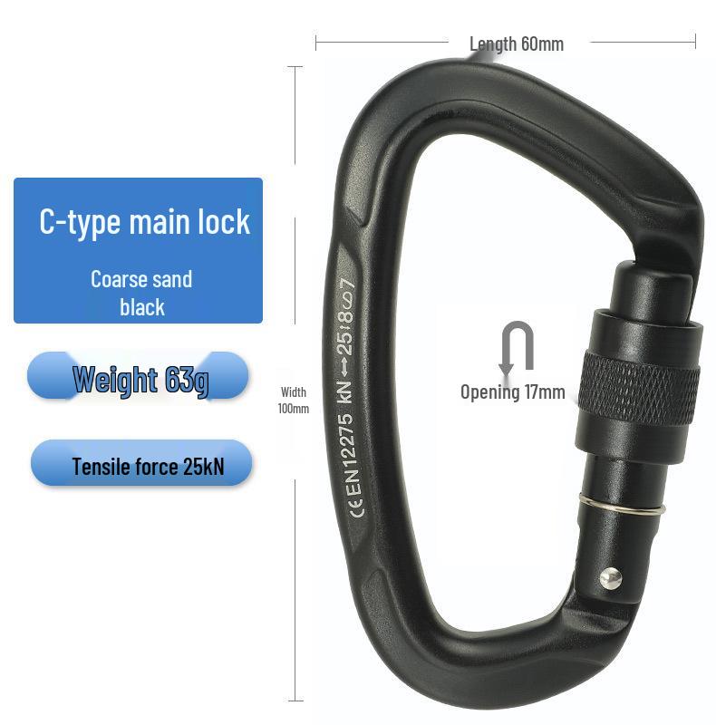 Outdoor Aluminum D-Shaped Lock: Camping, Hammock, Backpack, Rock Climbing, and Mountaineering Clip.