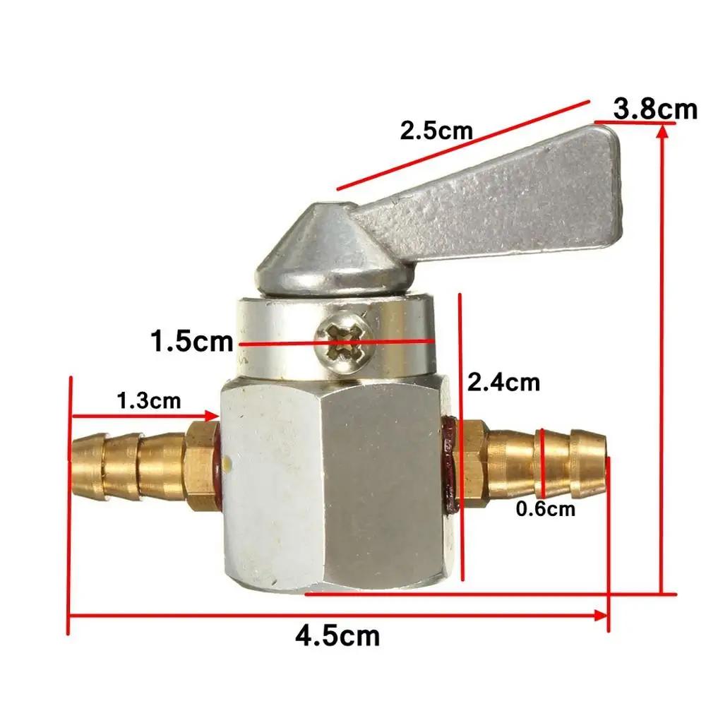 1PIECE UNIVERSAL 6MM MOTORCYCLE DIRTBIKE ATV IN-LINE PETROL on-OFF FUEL TAP SWITCH MOTORCYCLE FUEL SWITCH - SLIVER