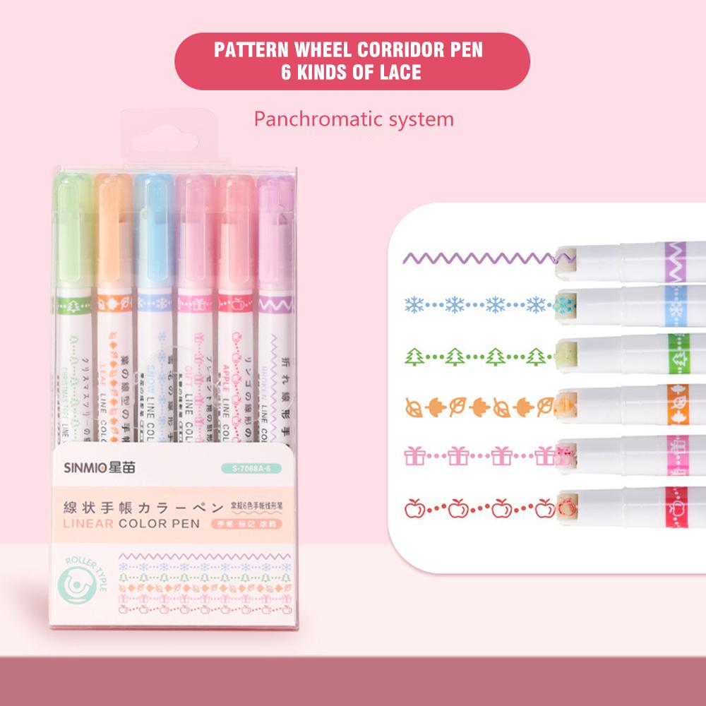 

6 шт./набор Хайлайтер Цветочная форма Обводные ручки Маркер Ручка с роликовым наконечником для создания волнистых линий Милые канцелярские товары Граффити Школьные аксессуары Рисование