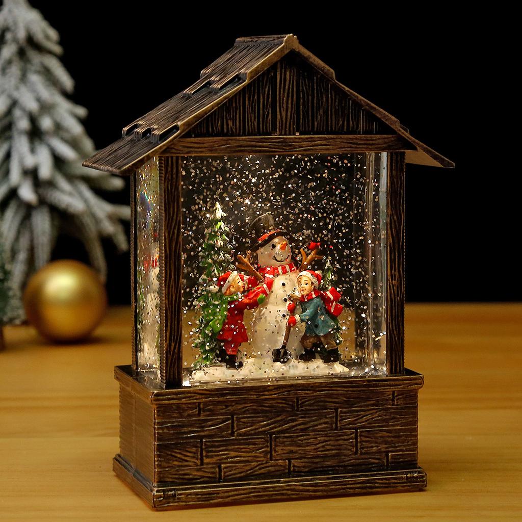 Snow Spray with Music Light Christmas Oil Light Wind Light Horse Light Decoration Music Box Christmas Gift