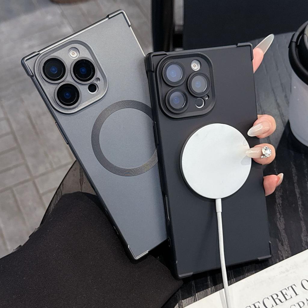 Applicable To IPhone16 Magnetic Suction Phone Case Apple 15 Promax Four Corner Anti Fall TPU with Lens Film Protection Case