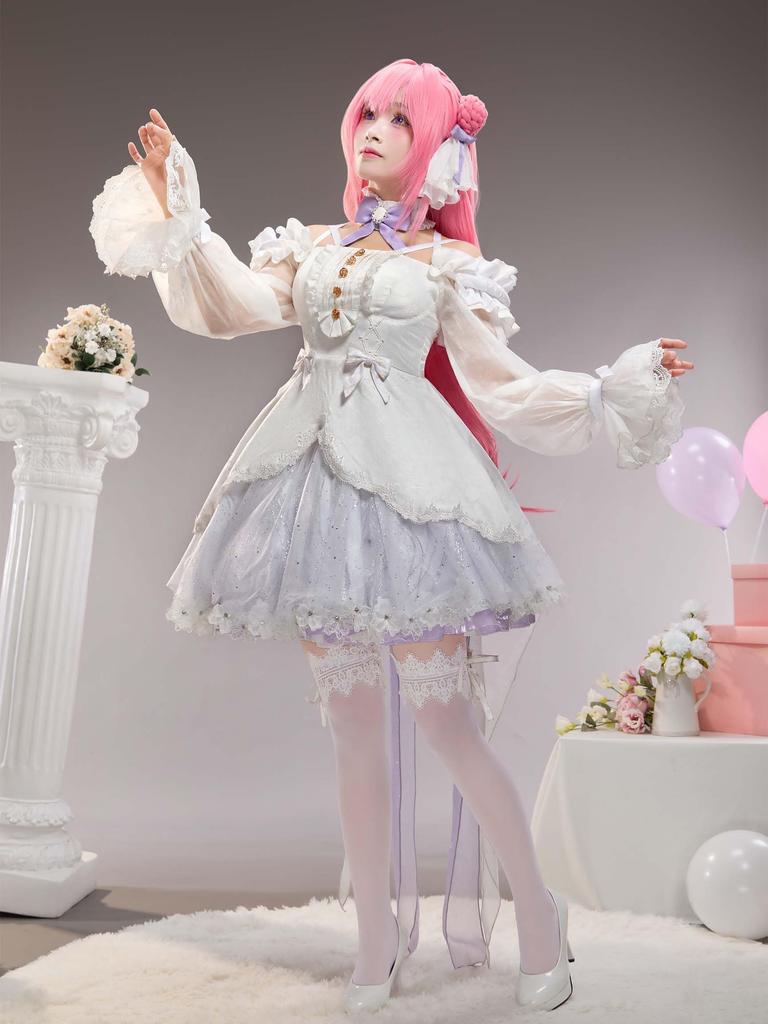 Adult Anime Game Goddess Angel Maid Cute Adorable Moe Cool Costume Cosplay Fancy Dress Transformation Outfit Set White [Miccostumes] Women's One-Piece