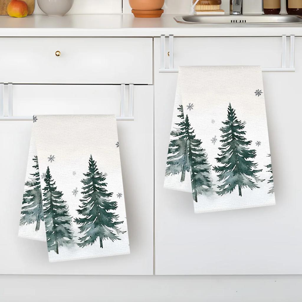 2pcs/set Kitchen Towels 40x60cmChristmas treeHand Towels Christmas Decorations for Home Noel Dish Towels Gifts