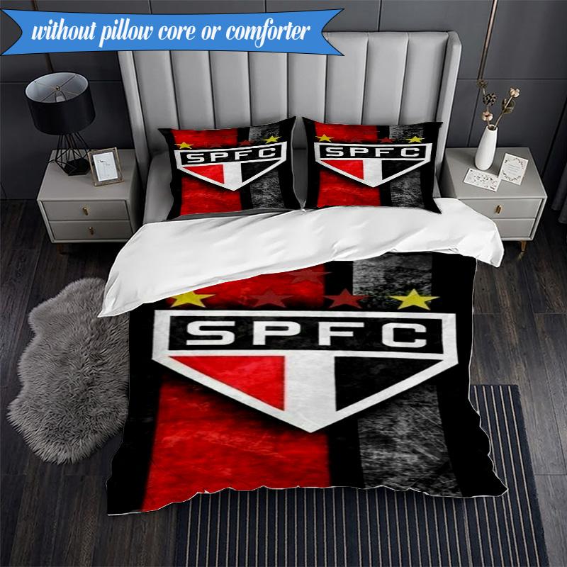 3PCS Paulo Fc Emblem Printed Soft Bedding Set,Including 1pc Duvet Cover And 2pcs Pillowcases Perfect for Bedroom, Dormitory, Fan Gift