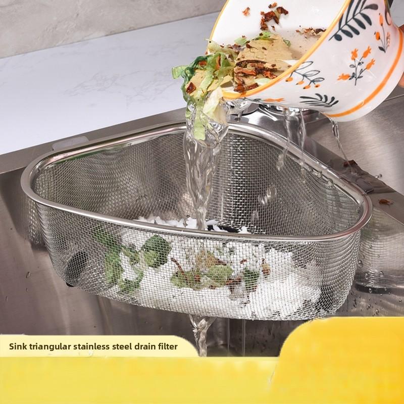 Stainless steel sink storage drain basket, dishwashing sink leftovers, anti-clogging strainer basket