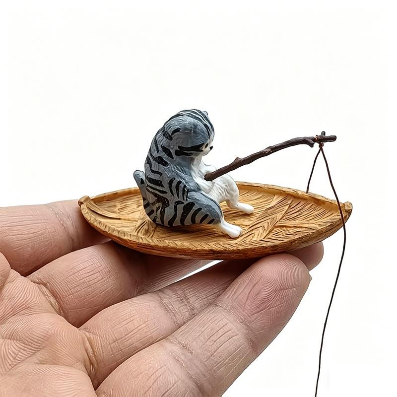 1Pcs High Quality Resin Durable Fish Tank Decor Marine Theme Creative Cat Fishing Boat Aquarium Ornament
