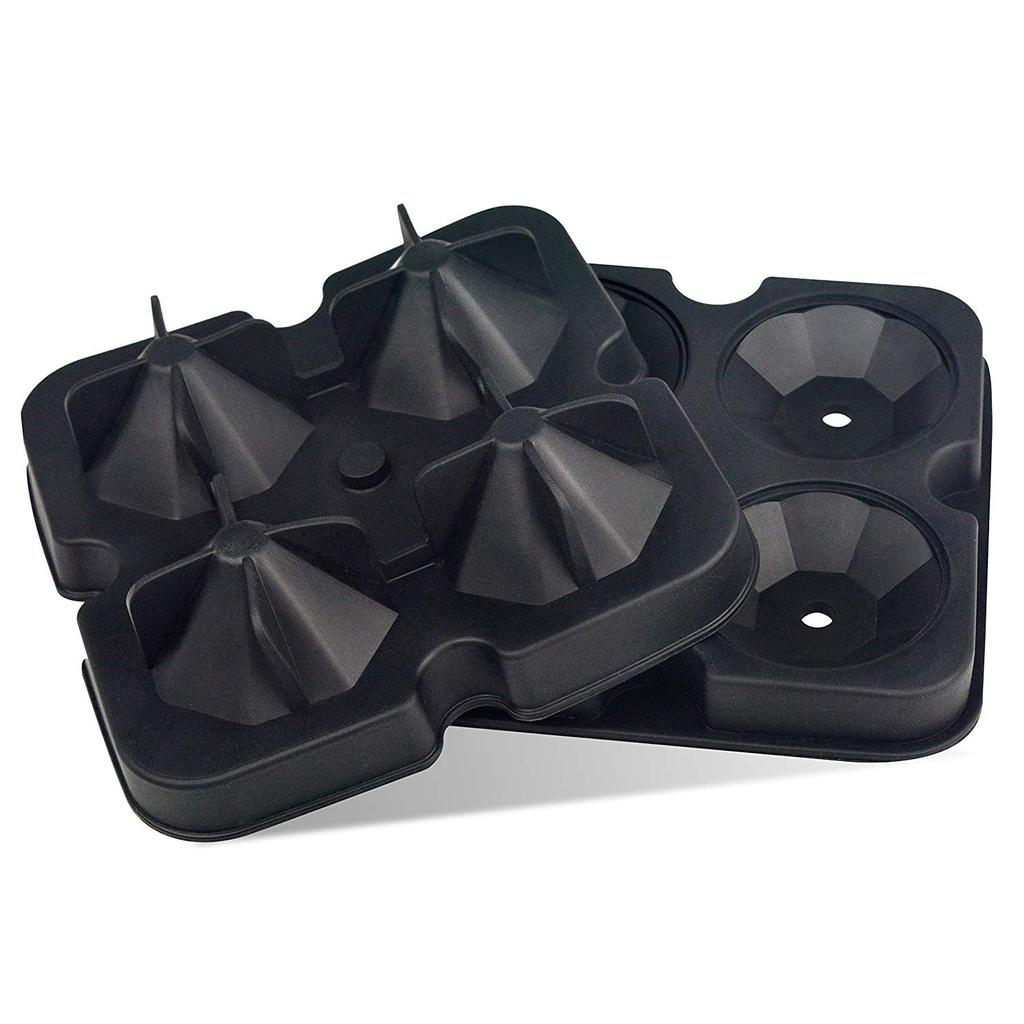 LMETJMA Reusable Diamond Ice Cube Mold Silicone Whiskey Ice Cube Tray for Chilling Cocktails Stackable Flexible Safe JT12