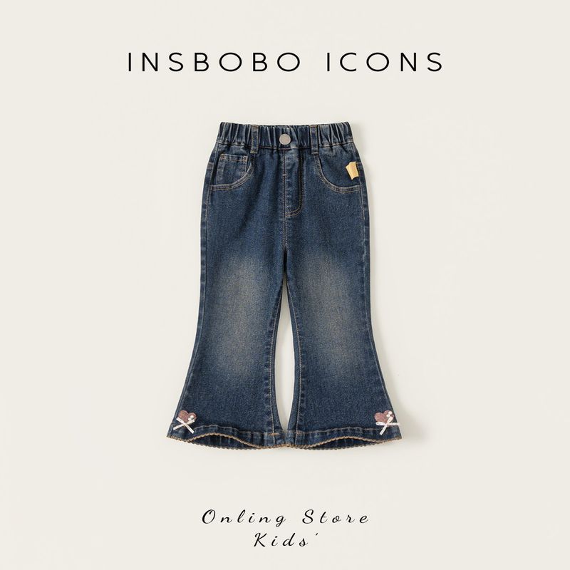 Insbobo Girls' Pants 2026 Spring New Stylish Denim Pants for Girls, Spring and Autumn Children's Flared Pants Spring Wear