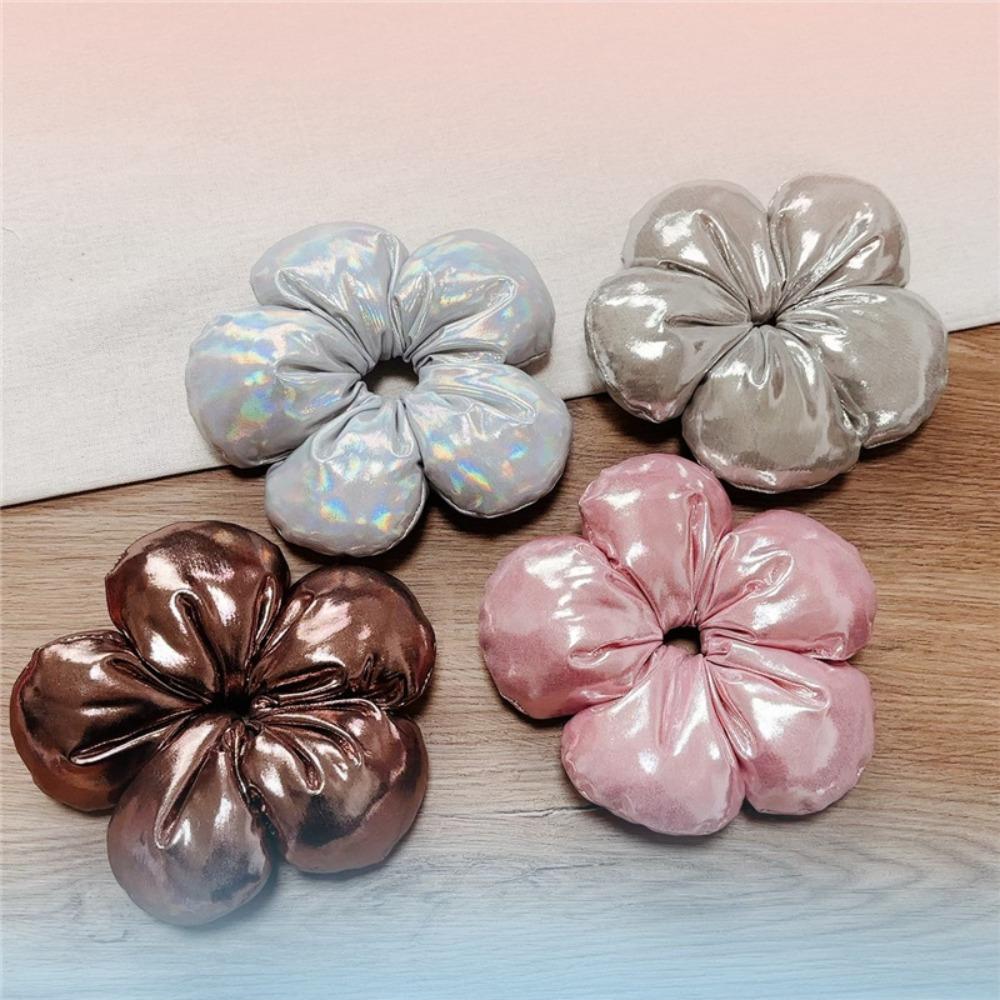 Exaggerated Large Satin Hair Scrunchies Flower Shape Exaggerated Hair Ring Women