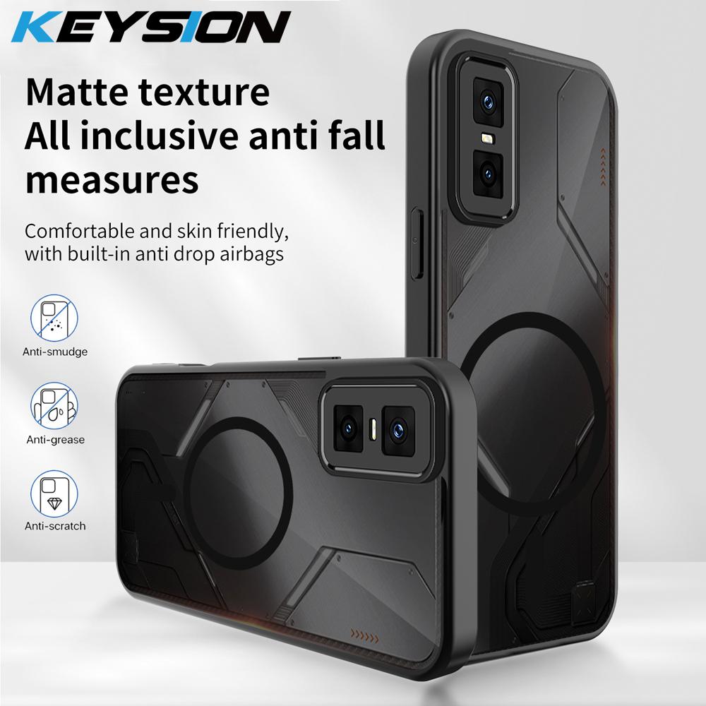KEYSION Magnetic Phone Case for for Infinix GT 30 Pro 5G Silicone+PC Matte Translucent Shockproof Cover for Infinix GT 30 Pro