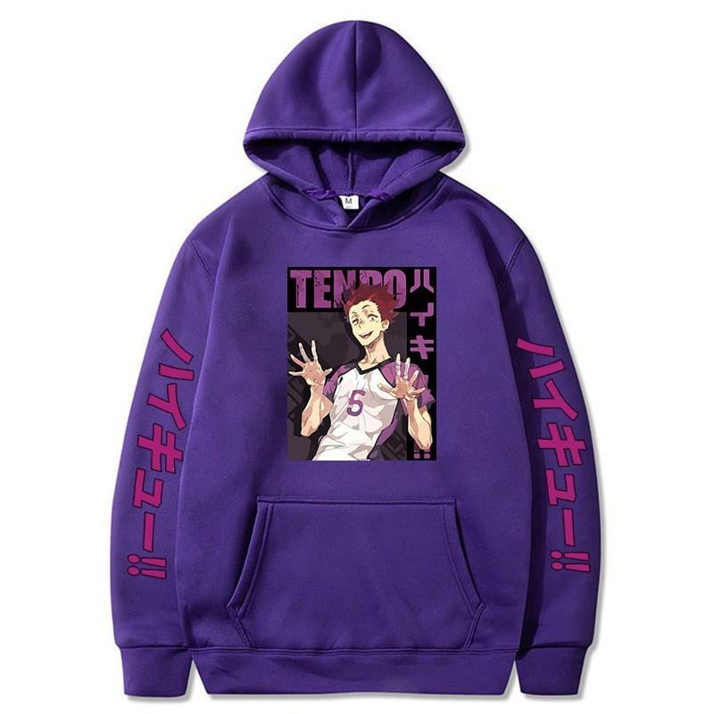 Unisex Oversized Hooded Sweatshirt With Fleece Lining Anime Volleyball Theme Comfort Fit Winter Casual Wear