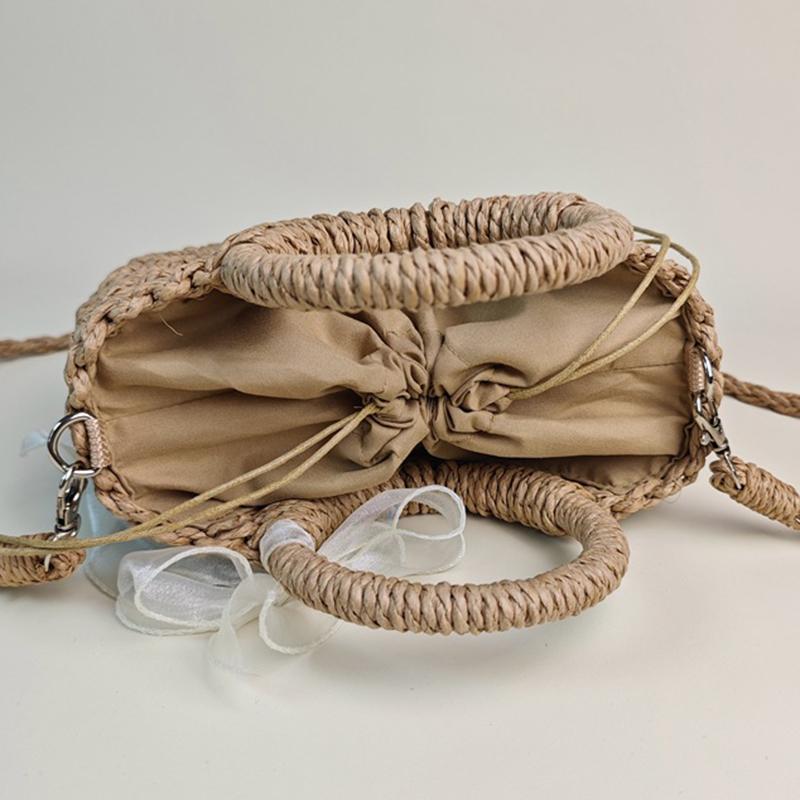 New Fashion Women Woven Bag Portable Basket Female Summer Popular Crossbody Straw Bag Beach Purses and Handbags