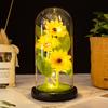 Drei Sonnenblumen-Glasabdeckungs-Ornament, kreatives Weihnachts- und Valentinstagsgeschenk, simulierter unsterblicher Strauß
