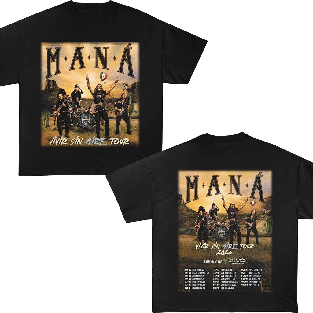 Mana Band Tour 2026 T-Shirt, Maná Vivir Sin Aire Tour 2026 T-Shirt