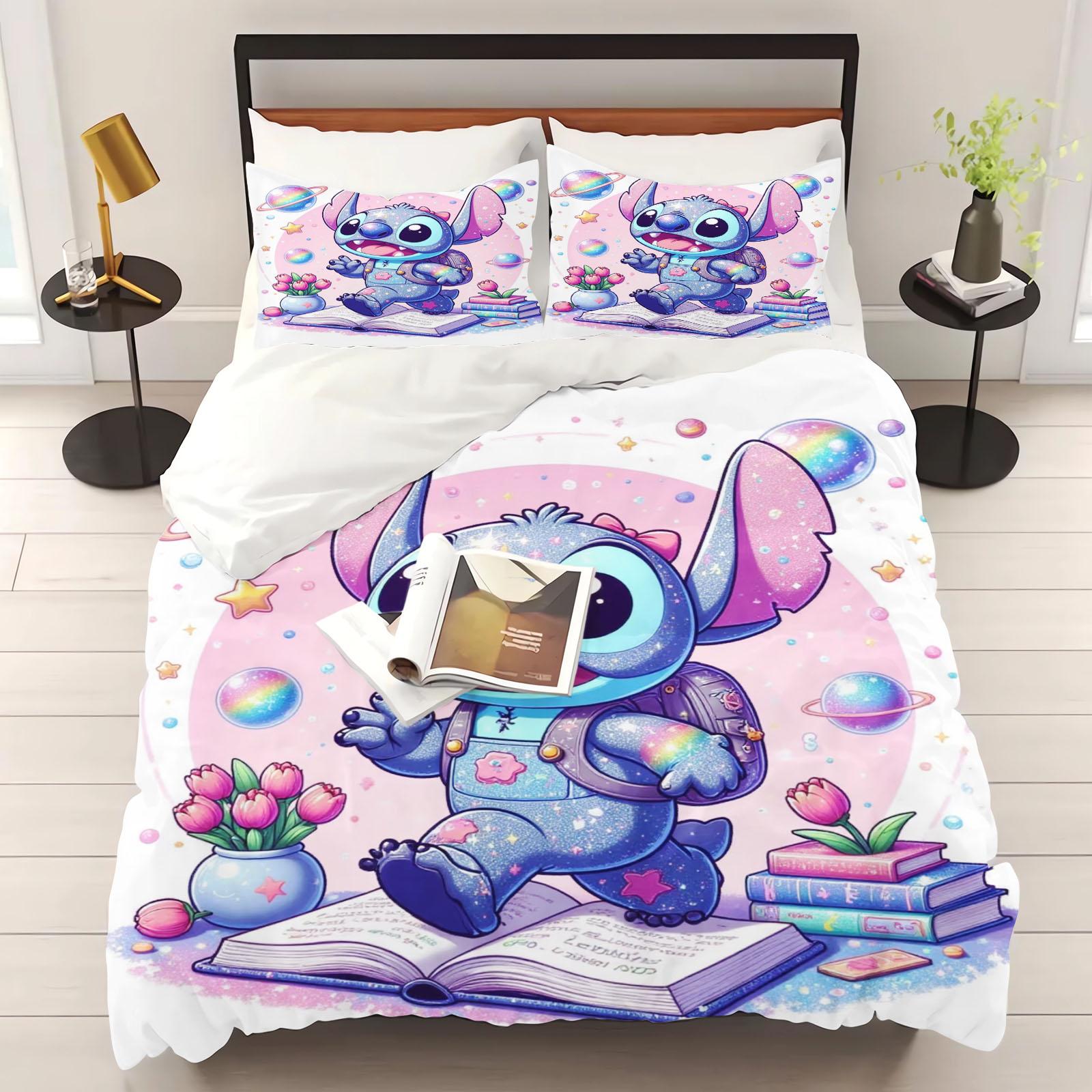 

Набір з наволочками та підковдрою Stitch Ковдра Постільна білизна 3D Дитячий комплект постільної білизни 3 предмети 1 підковдра Розмір King 210X210CM