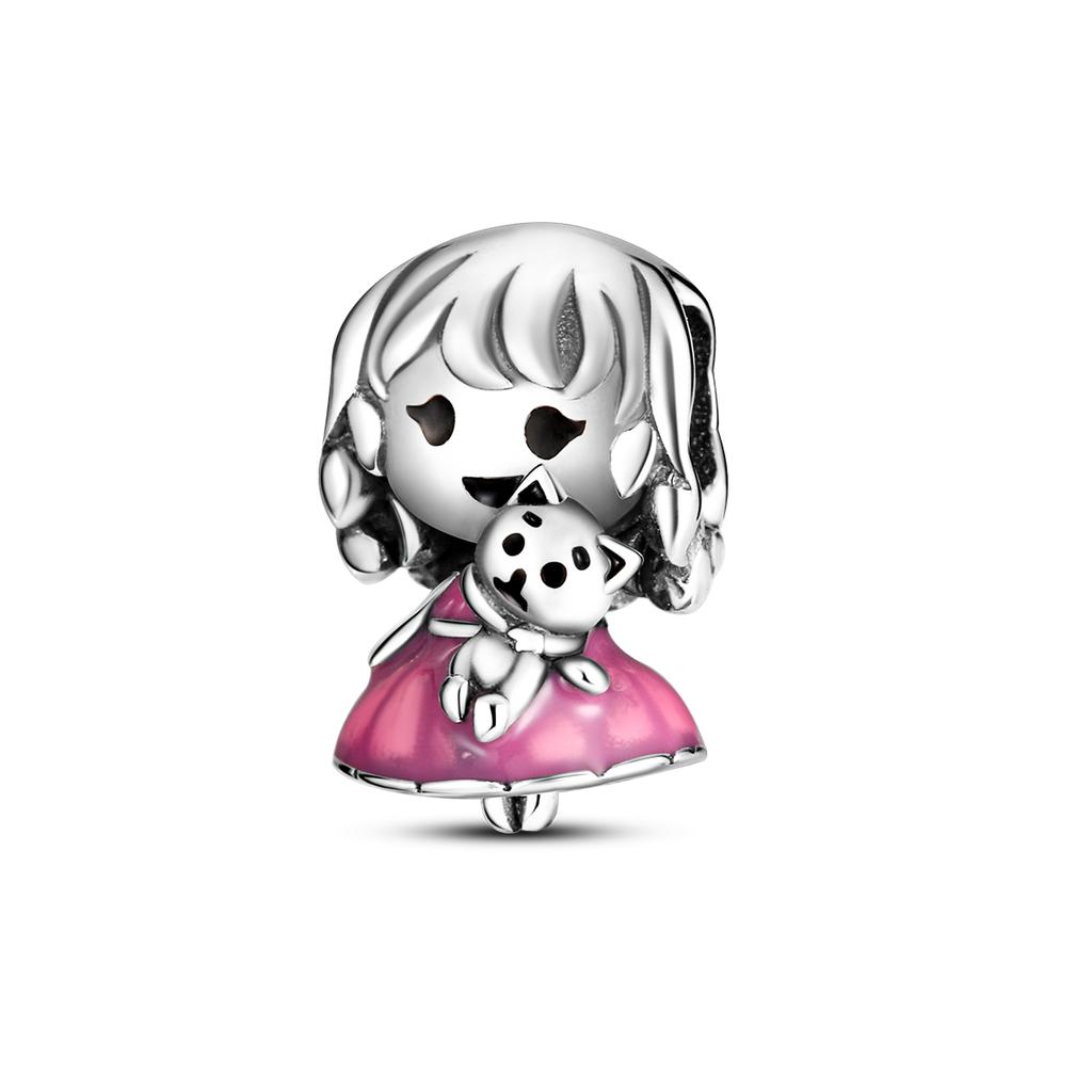 Pink Charms Cute Lovely Beads Butterfly Perfume Girl Dangle Charms For Bracelet Pendant Jewelry Making Women