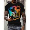 3D digitally printed short-sleeved men's short-sleeve shirt for teenagers, multifunctional and breathable