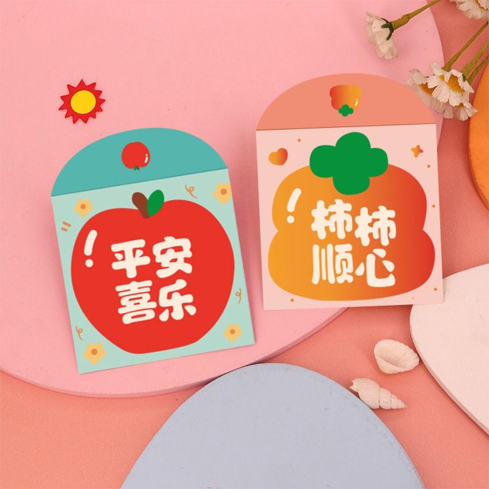 6pcs Festive Accessory Cartoon Red Envelopes Cute Traditional Red Packets Square Shape Lucky Money Packets Birthday