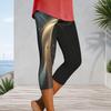 Women Plus Size Capri Length Leggings Abstract Pink Purple Gradient Sunset Print High Waist Stretchy Yoga Pants For Casual Workout Daily Wear
