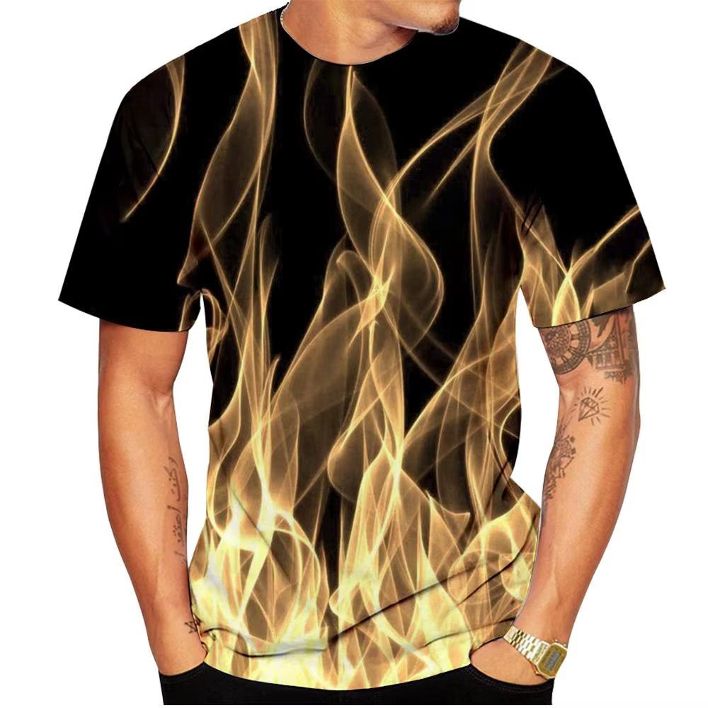 Flame Pattern 3D Printed Men's And Women's T-shirt Hip Hop Short Sleeve T-shirt Plus Size Streetwear Harajuku Y2k Top