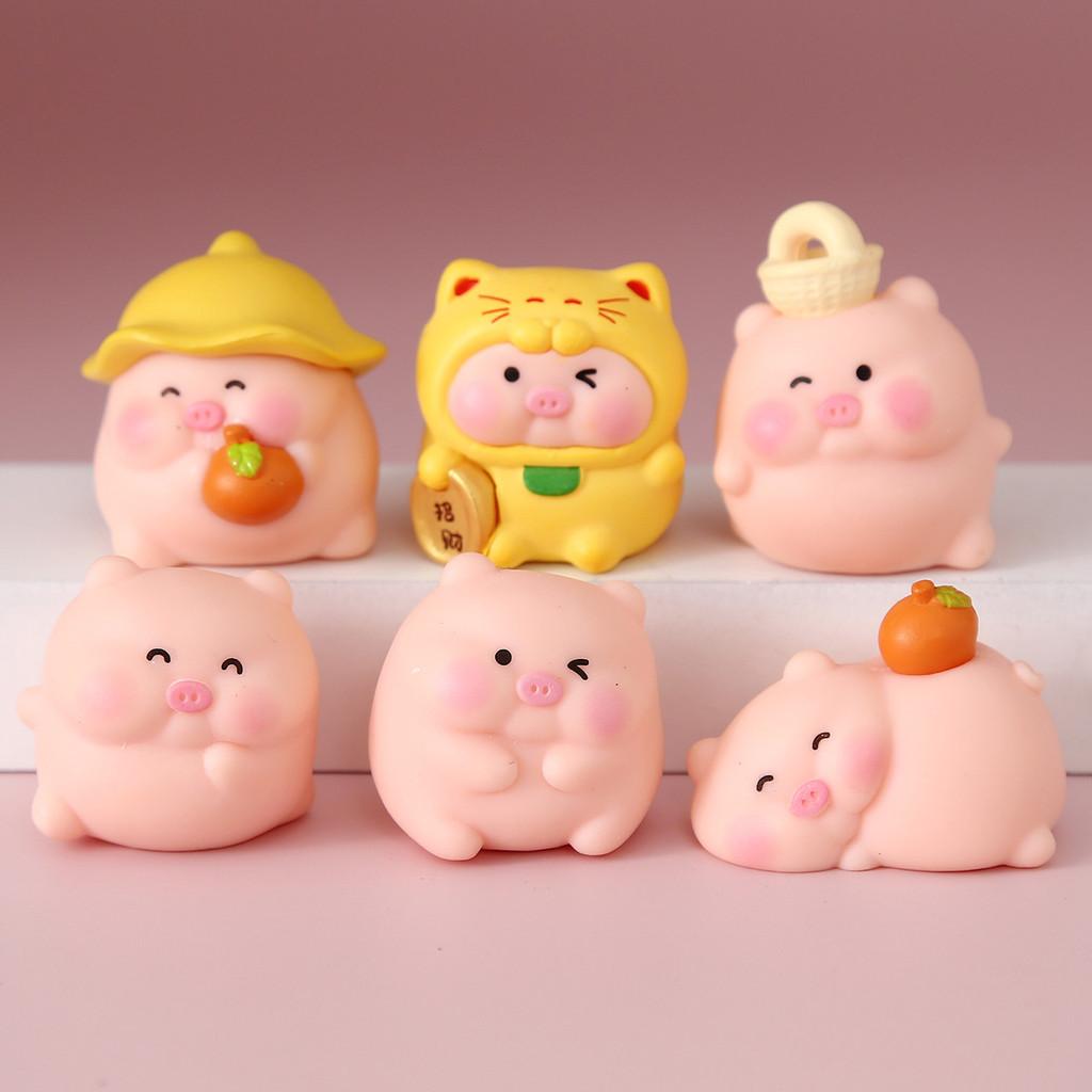 Cartoon Lucky Pig Pvc Action Figures Collectible Figurine For Collectors And Giftgiving