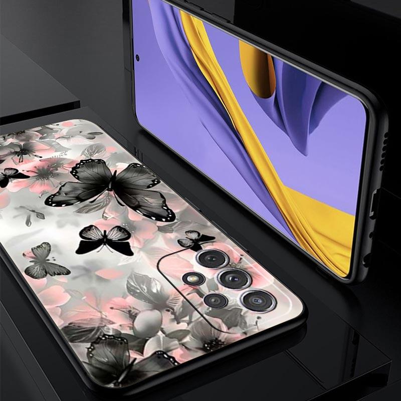 Fashionable Butterfly Flower Phone Case for Samsung Galaxy A55 A35 A17 A07 A15 A13 A25 A51 A71 A72 A73 A32 A52 A52S A41 Soft TPU