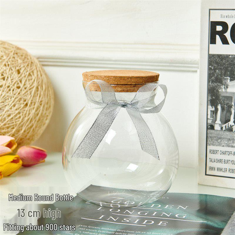 Creative Glass Bottle with Sand, Shells, Lucky Stars, Paper Cranes, and Rainbow Pentagrams