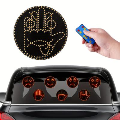 1 peça BLAZART emoji LED display de para-brisa traseiro de carro logotipo, quadro de mensagens emoji luminoso redondo de 5,7 polegadas com controle remoto do veículo, acessórios GM