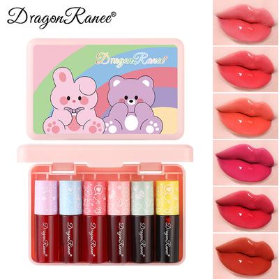 Dragon Ranee Rainbow Bear 6-Piece Tinted Lip Gloss Set - Hydrating, Glossy, Long-Lasting, Stain Effect Lip Oil, Mirror Shine, Buildable Color