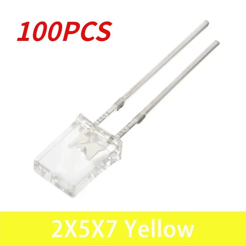 50/100PCS Square LED 2x5x7mm LED Transparent Luminescence Lights Diodes Kit White Red Yellow Blue Green Electronic Components