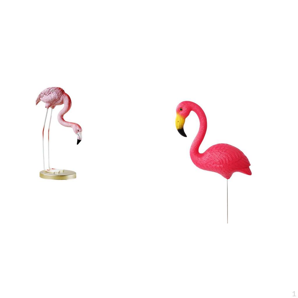 Flamingo Resin Statue Bird Sculpture Home Decor Fireplace Modern Art Garden Figurine with Metal