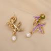 Elegant Drip Oil Earrings Gold Plated Pearl Pendant Earrings  Daily Wear