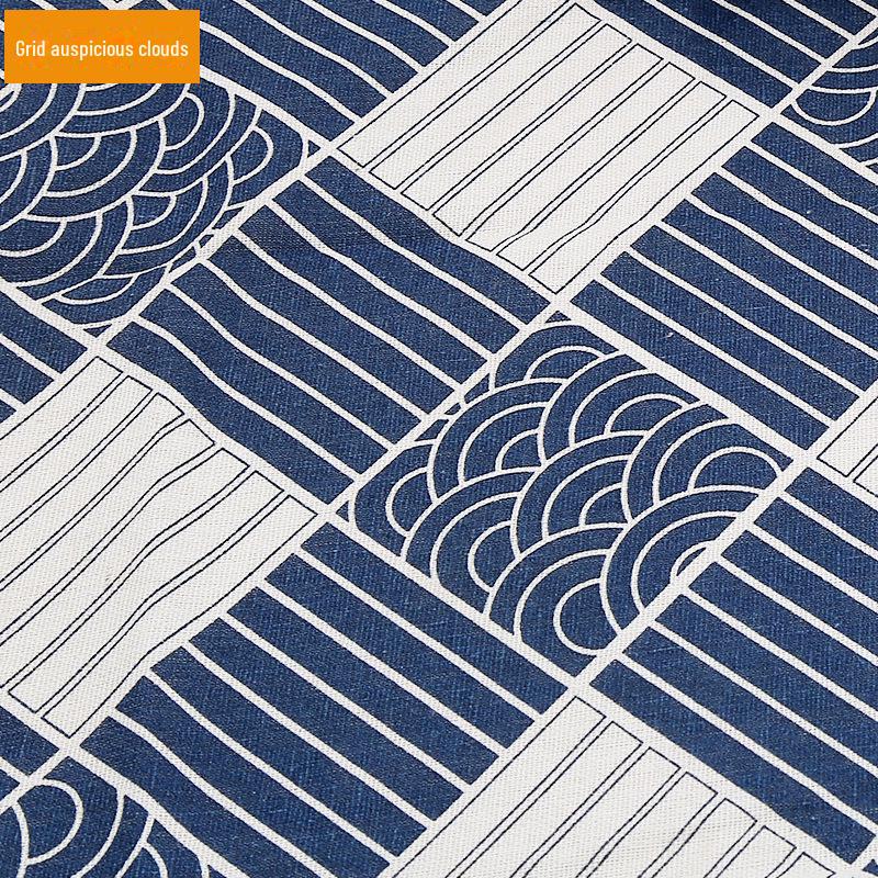 Floral Plaid Cotton-Linen Fabric for Tablecloths, Curtains, Sofas, and DIY Projects