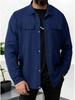 Men's Autumn Waffle Texture Solid Color Long Sleeve Jacket with Pocket