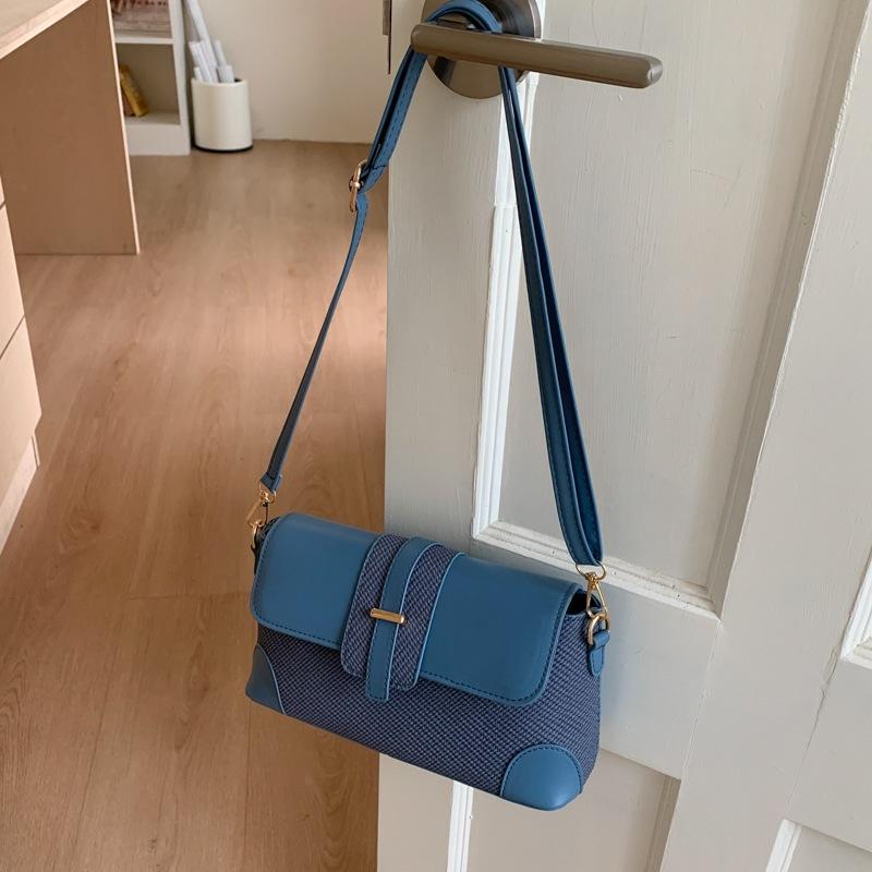 2025 New Retro Shoulder Bag Temperament Niche Splicing Fashion Personality Underarm Messenger Bag