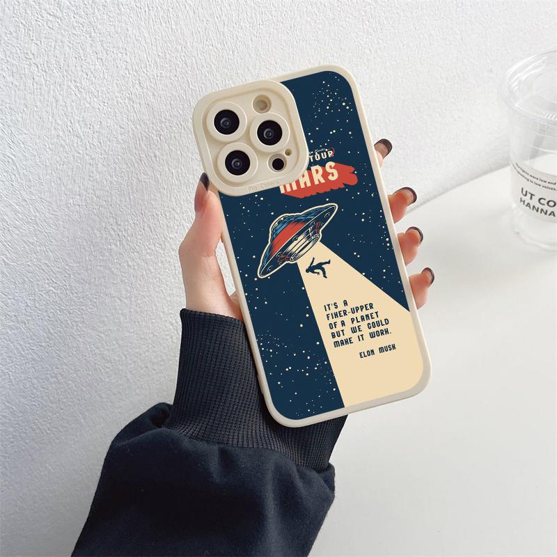 Outer Space Astronaut Planet Phone Cases For iPhone 14 13 11 12 Pro Max X XR XS Soft Silicone Cover Case for 7 8 Plus SE2 Shell