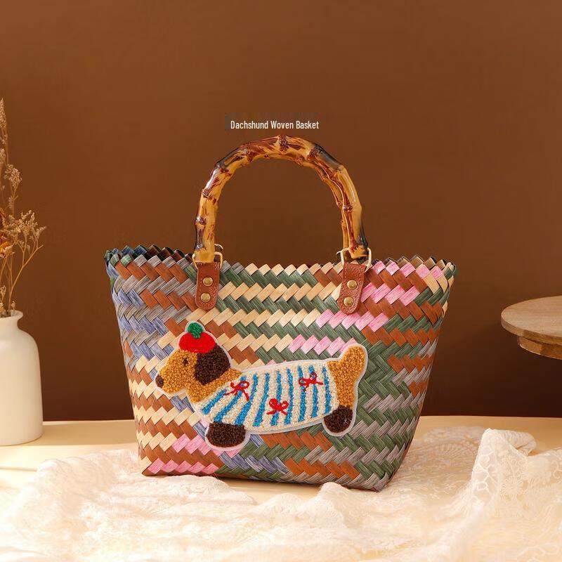 

JINGRUIXIANG Dachshund Woven Basket Gift Set