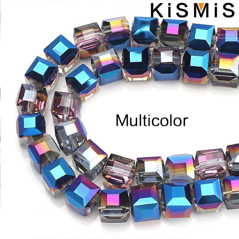 Wholesale 98Pcs Square Crystal Glass Beads DIY Handmade Jewelry Accessories Loose Beads for Crafts and Hair Jewelry