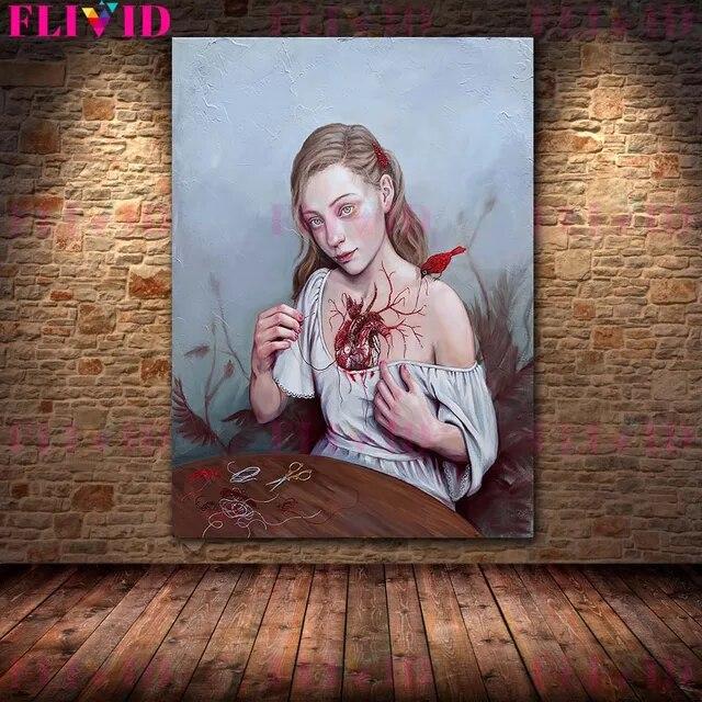 Butterfly Fairy,Mermaid Lady,Chessboard Queen Wall Art Canvas Painting Thorn Witch Surreal Art Poster And Print Home Decoration No Frame