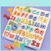 Wooden Alphabet Board Building Block Puzzle Toy For Kid Cognition English