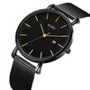 BUREI Men's Analog Quartz Watch with Date Display, Waterproof, Popular, Simple, Stylish, Milanese Mesh Strap, Perfect for Commuting (Gold, Black, Stai