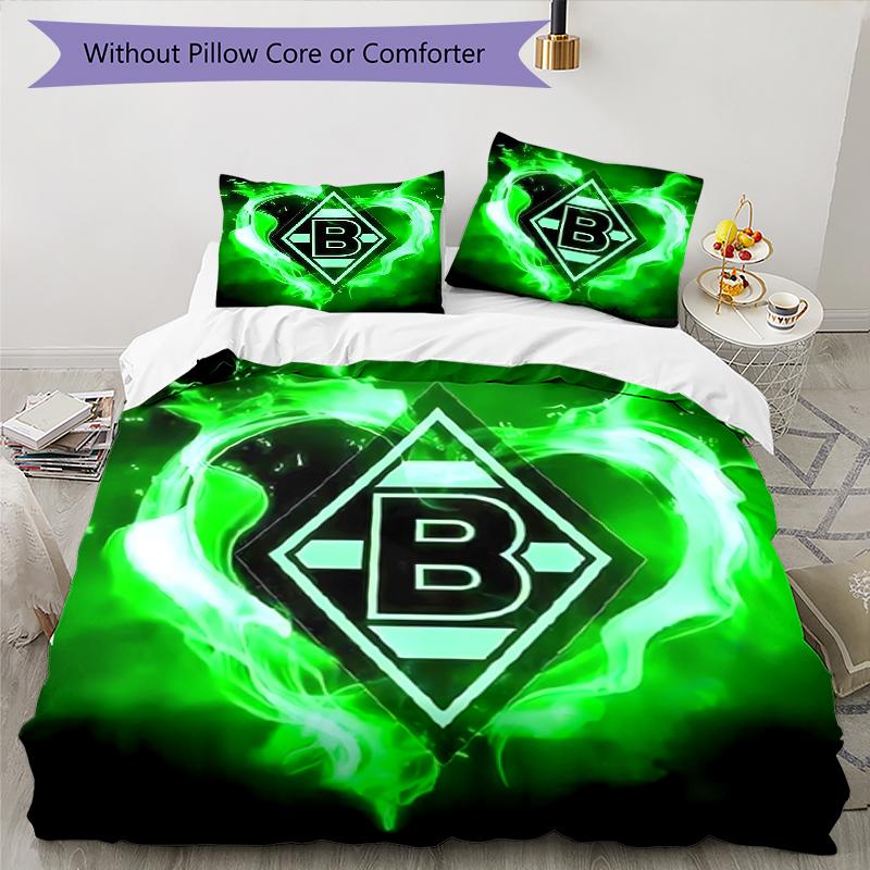 3pcs Borussia Mönchengladbach LOGO pattern bedding set duvet cover set includes duvet cover &pillowcases, perfect all season bedroom decoration & gift