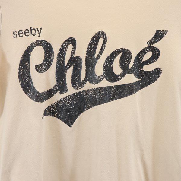 SEE BY CHLOE Logo Print Long Sleeve T-shirt 38 Beige Ron T Women Used