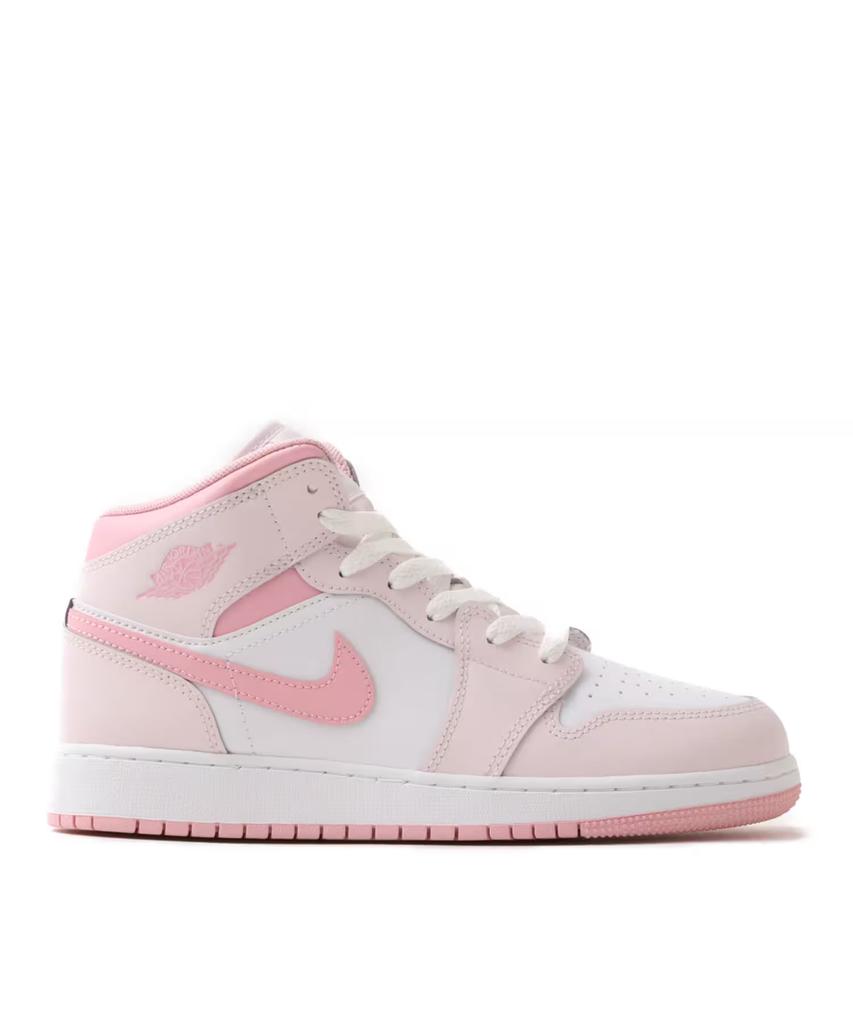 DQ8423-600 Nike GS Air Jordan 1 Mid Pearl Pink White Medium Soft Pink