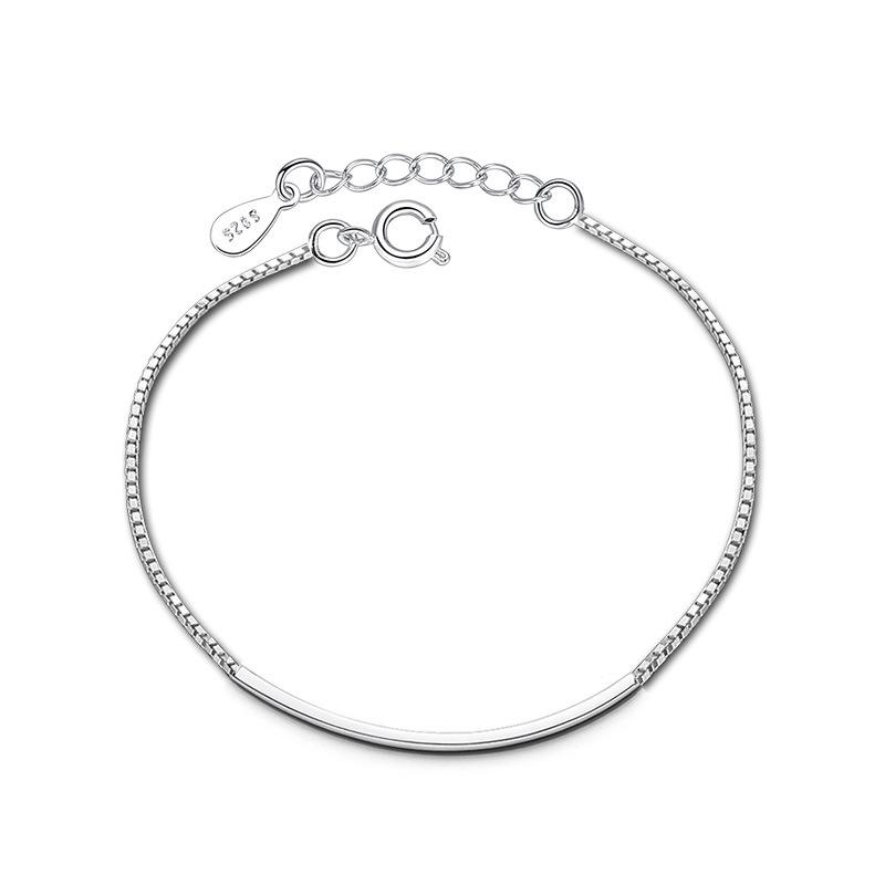 Bracelet Accessories, Horizontal Pipes, Curved Boxes, Bracelets, Bracelets, Women's Simple and Versatile Silver Jewelry, Silver Plated Bracelets