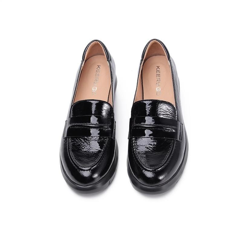 

2025 танкетка каблук 2025 новый удобный средний каблук 35-40 большой размер круглая головка крышка стопы неглубокий носок мокасины женские 35 чёрный