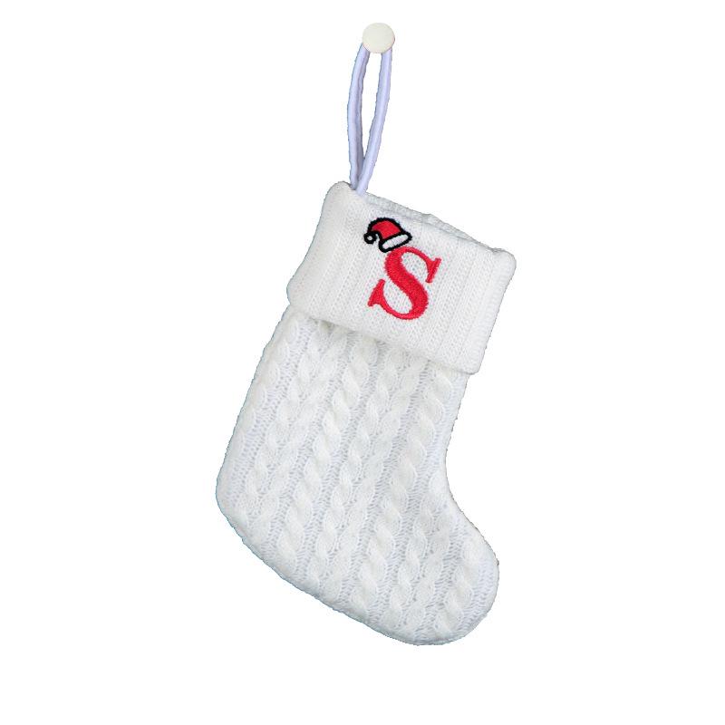 Kids' Embroidered White Knit Christmas Stocking - Holiday Decor