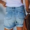 2024 European & American Street Fashion Ripped Straight Wide-Leg Denim Shorts for Women