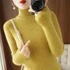 Women's Solid Color High Collar Long Sleeve Slim Fit Knit Sweater - Short & Warm for Autumn/Winter