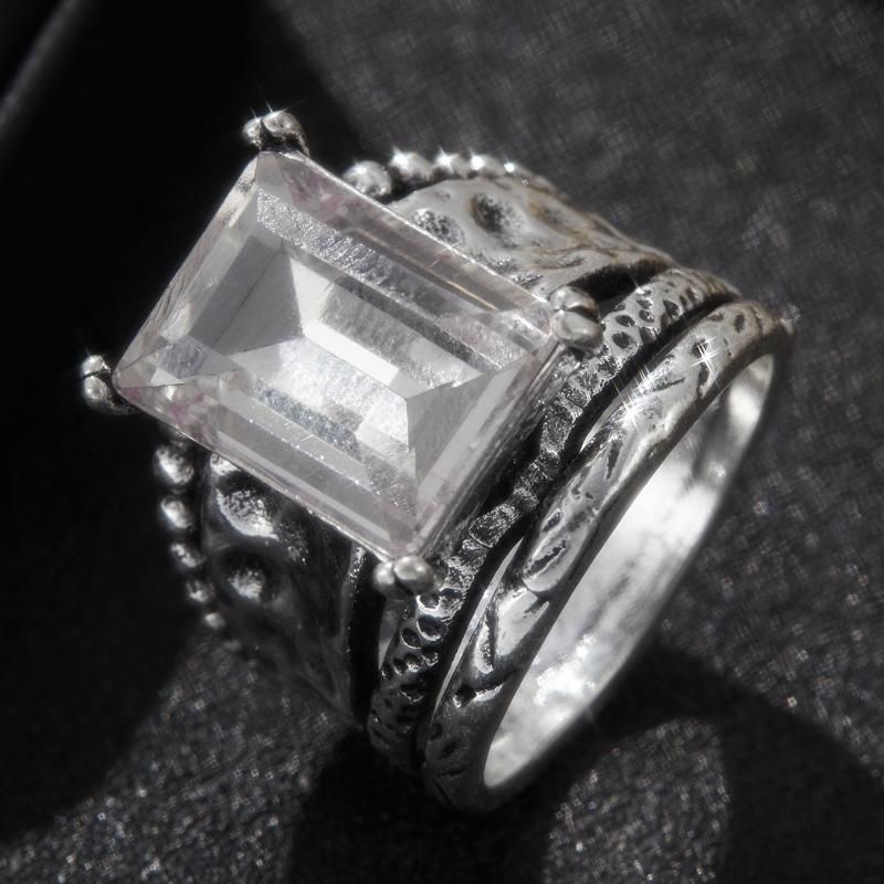 

Вінтажна срібляста широка квадратна каблучка з інкрустацією цирконами, Жіночі персоналізовані модні аксесуари для святкових вечірок, Прикраси 10